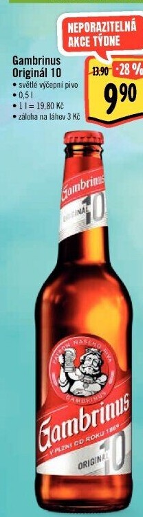 Pivo světlé výčepní Originál 10° Gambrinus