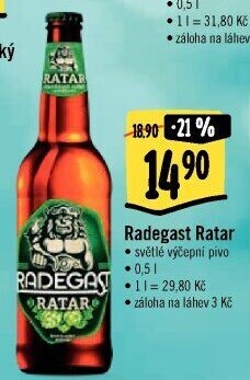 Pivo světlé výčepní Ratar Radegast