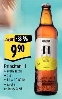 Pivo světlý ležák 11° Primátor