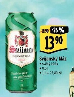 Pivo světlý ležák 11° Svijanský Máz Svijany