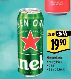 Pivo světlý ležák Heineken