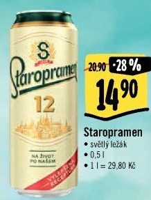 Pivo světlý ležák Staropramen