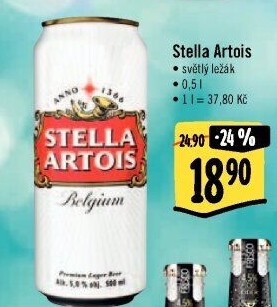 Pivo světlý ležák Stella Artois