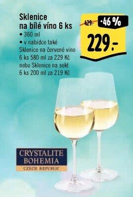 Sklenice na bílé víno Crystalite Bohemia