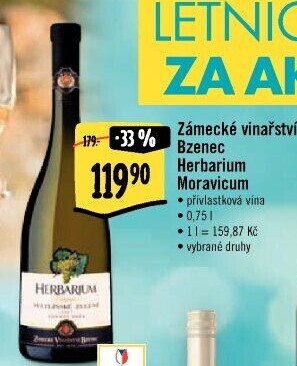 Vína Herbarium Moravicum Zámecké vinařství Bzenec - pozdní sběr