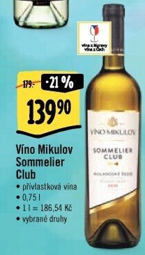 Vína Sommelier Club Víno Mikulov - přívlastková