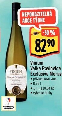 Vína Vinium Exclusive Morava Velké Pavlovice - pozdní sběr