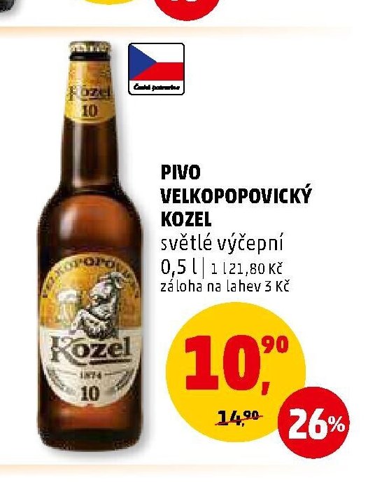 PIVO VELKOPOPOVICKÝ KOZEL světlé výčepní 0,5 l