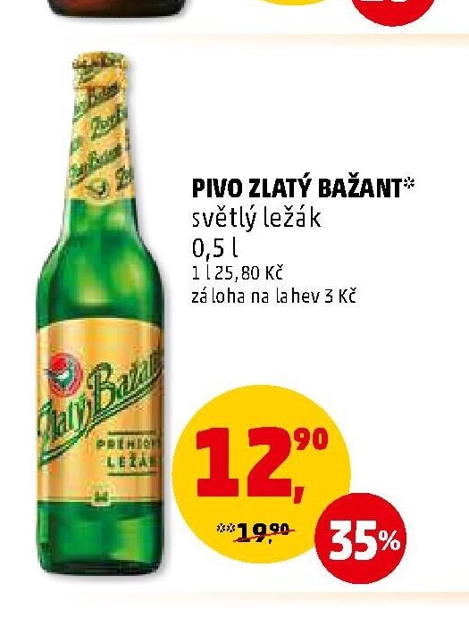 PIVO ZLATÝ BAŽANT světlý ležák 0,5 l