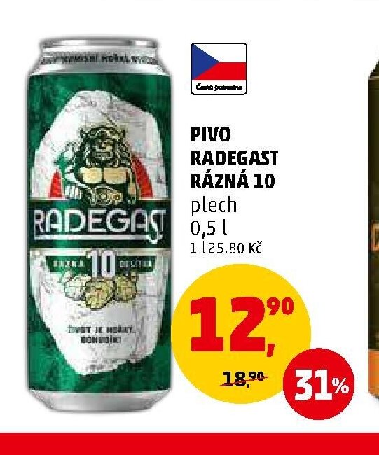 PIVO RADEGAST RÁZNÁ 10 plech 0,5 l