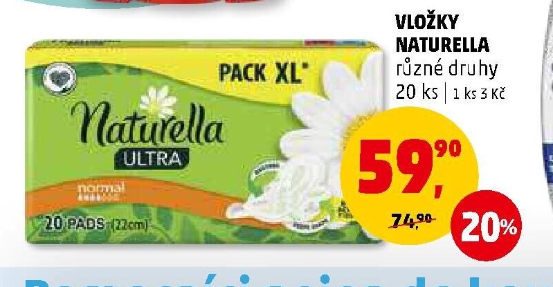 VLOŽKY NATURELLA různé druhy 20 ks