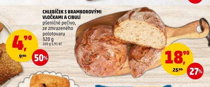Chlebíček s bramborovými vločkami a cibulí