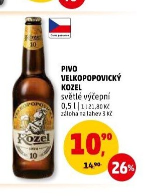 PIVO VELKOPOPOVICKÝ KOZEL světlé výčepní