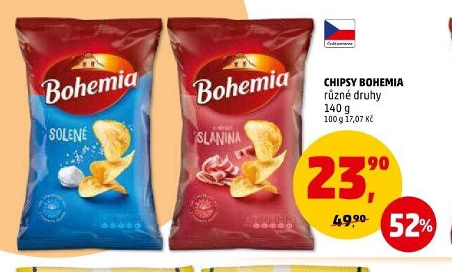 CHIPSY BOHEMIA různé druhy
