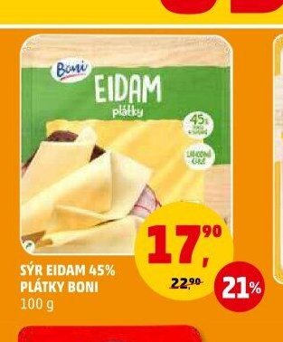 Sýr Eidam 45% plátky Boni