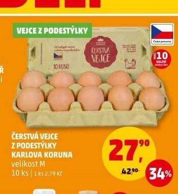 Čerstvá vejce z podestýlky Karlova Koruna