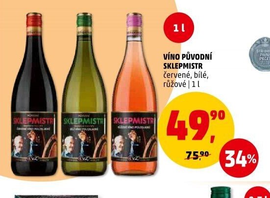 VÍNO PŮVODNÍ SKLEPMISTR červené, bílé, růžové | 1 l
