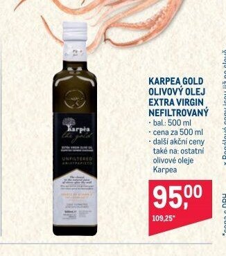 Karpea Gold olivový olej extra virgin nefiltrovaný