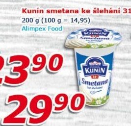 Smetana ke šlehání Kunín 31%