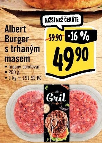 Burger s trhaným masem Albert Gril