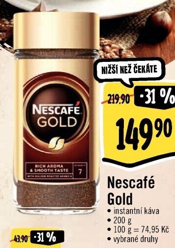 Instantní kávy Nescafé Gold