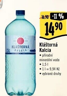 Minerální voda kalcia Kláštorná