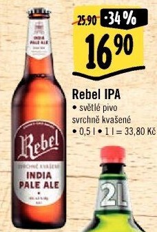 Pivo IPA Rebel Pivovar Havlíčkův Brod