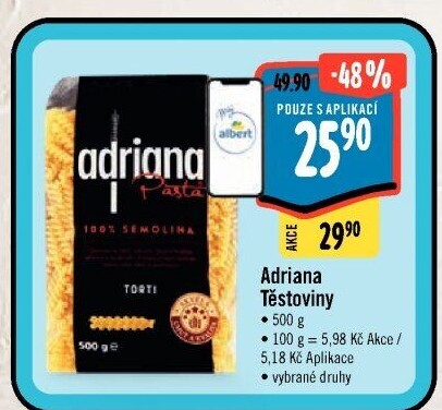 Těstoviny semolinové Adriana