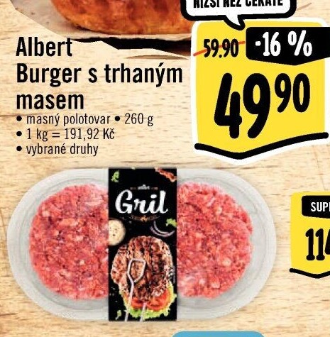 Burger s trhaným masem Albert Gril
