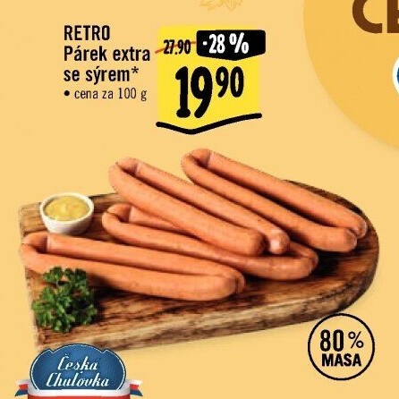Párky extra se sýrem Albert Retro