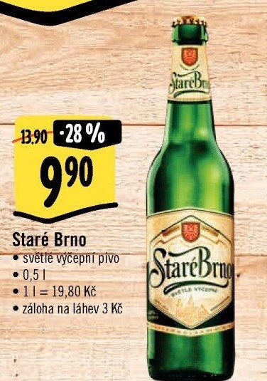 Pivo světlé výčepní 10° Staré Brno Starobrno