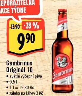 Pivo světlé výčepní Originál 10° Gambrinus