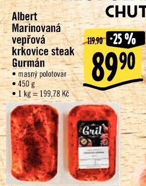 Vepřová krkovice marinovaná bez kosti Gurmán Albert Gril