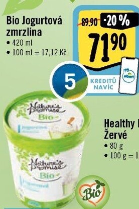 Zmrzlina jogurtová v kelímku bio Nature'
