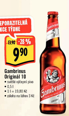 Pivo světlé výčepní Originál 10° Gambrinus