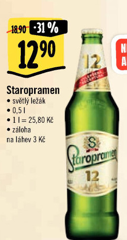 Pivo světlý ležák Staropramen