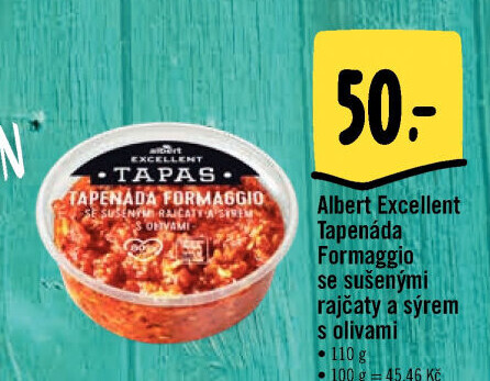 Tapas Tapenáda Formaggio se sušenými rajčaty a sýrem s olivami Albert Excellent