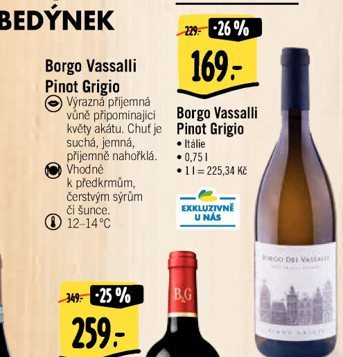 Víno Pinot Grigio Borgo dei Vassalli