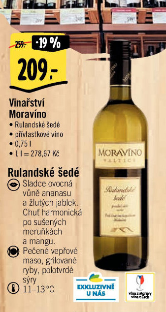 Víno Rulandské šedé Moravíno Valtice - přívlastkové