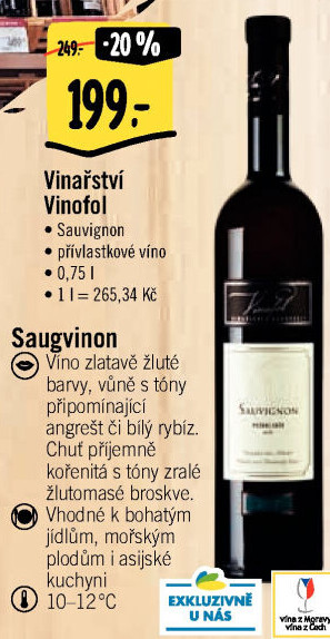 Víno Sauvignon Vinofol - přívlastkové