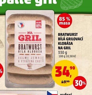 BRATWURST BÍLÁ GRILOVACÍ KLOBÁSA NA GRIL