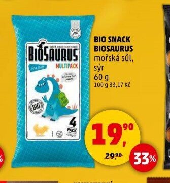 Bio Snack Biosaurus mořská sůl, sýr 60 g