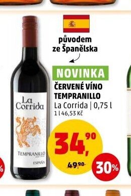 Červené víno Tempranillo La Corrida