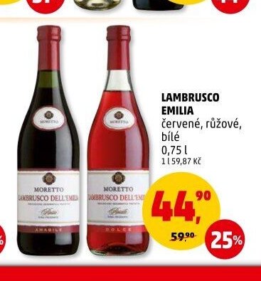 Lambrusco Emilia červené, růžové, bílé