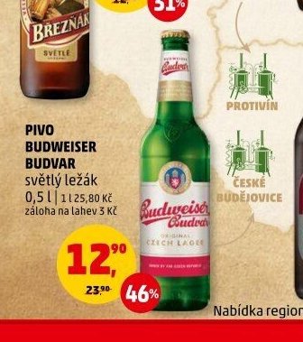 Pivo Budweiser Budvar světlý ležák