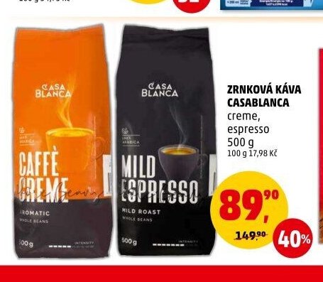 ZRNKOVÁ KÁVA CASABLANCA creme, espresso