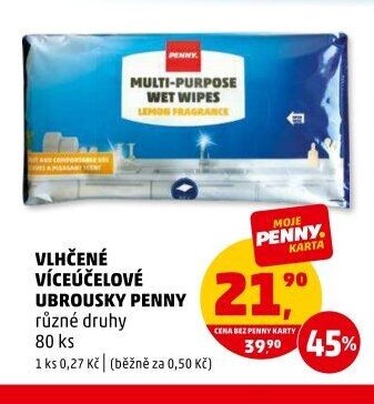 Vlhčené víceúčelové ubrousky Penny