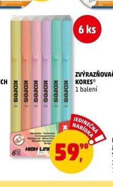 Zvýrazňovač Kores 1 balení