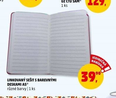 Linkovaný sešit s barevnými deskami A5