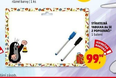 Stíratelná tabulka A4 se 2 popisovači